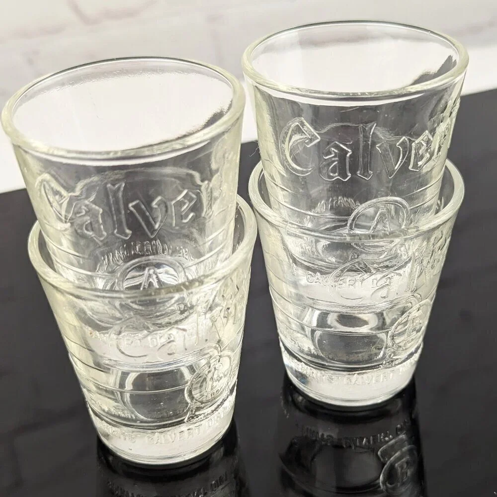 Set of 4 Vintage Calvert Whiskey Shot Glasses